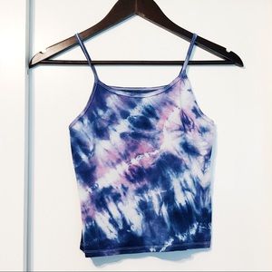 Tie Dye Blue Purple Pink Crop Top Strappy Cami